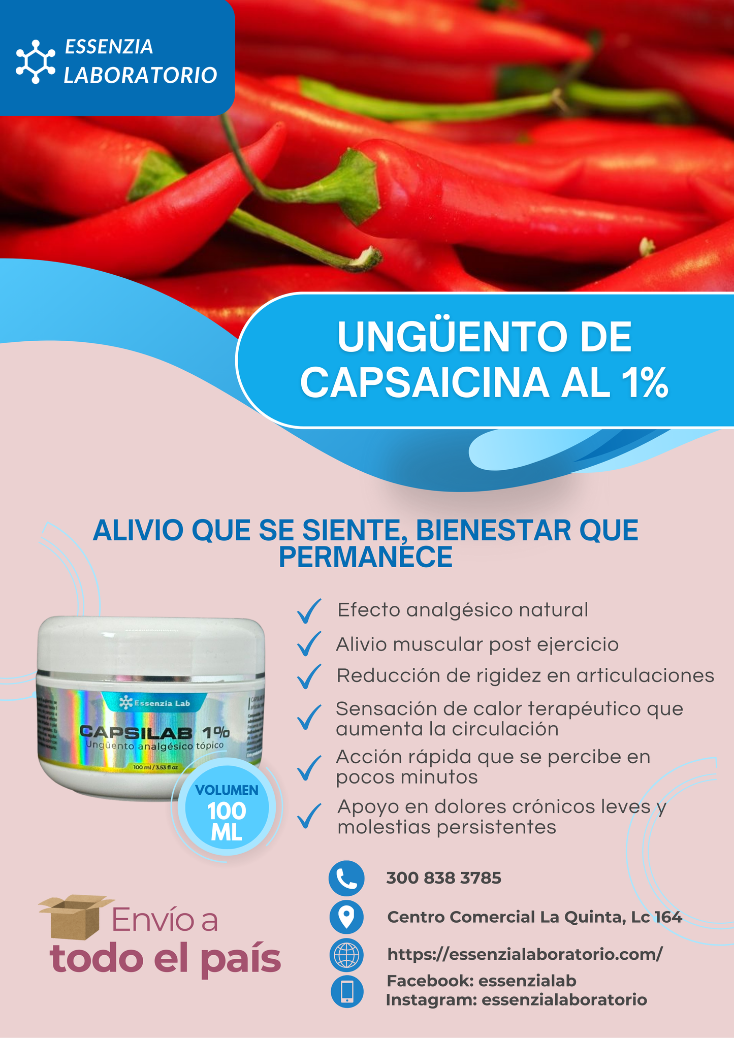 Pomada Natural Con Capsaicina Al 1% - Essenzia Lab